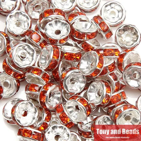 (50Pcs=1Lot !) AAAA Quality 6x3MM Metal Silver Plated Crystal Rhinestone Rondelle Spacer Beads 18Colors For Choose