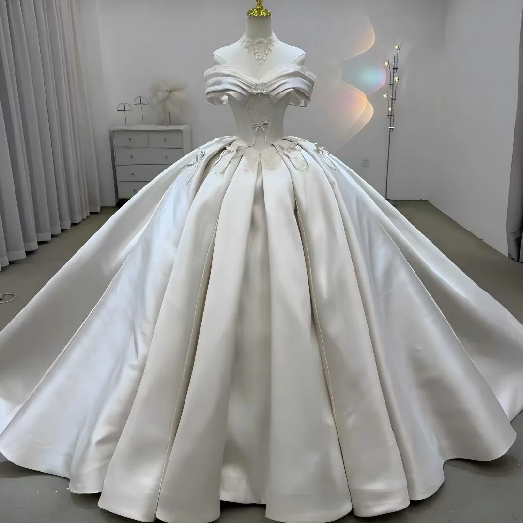 

Индивидуальные свадебные платья-принцессы 2026 года: новые атласные платья с вырезом «сердечко» и шнуровкой на спине (vestidos de novia boda)