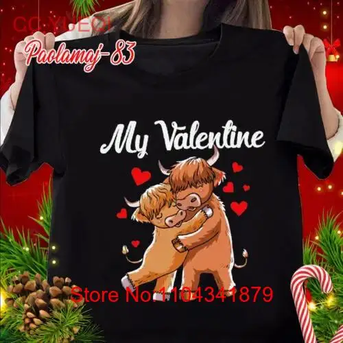 My Valentine Highland Cows Hug Together T-SHIRT Halloween Gift Christmas Gift