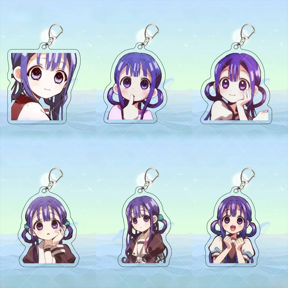 Kawaii Anime Girl Acrylic Keychain Cute Purple Hair Girl Pendant Cartoon Character Keyring Bag Ornament Fans Collection Gift