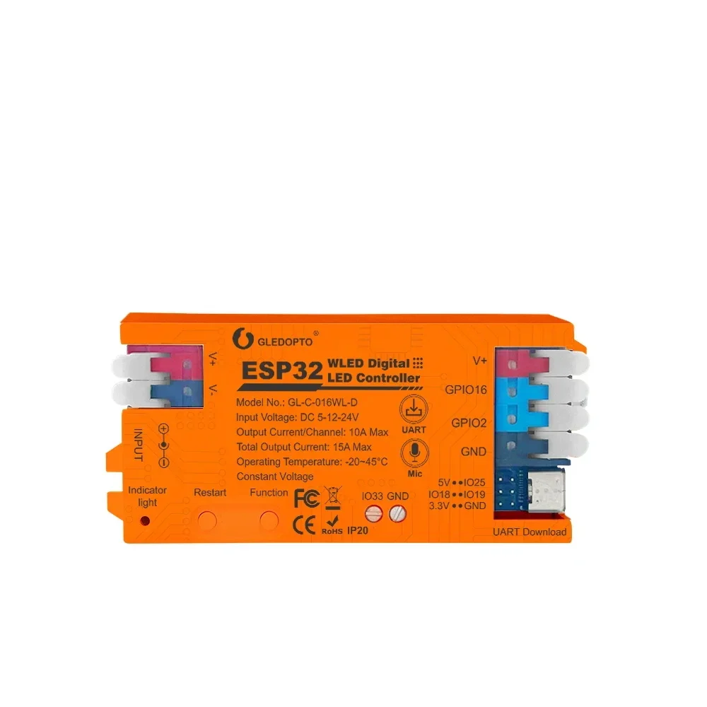 GLEDOPTO ESP32 WLED светодиодный контроллер DIY динамические работает адресуемые цифровые WS2811 WS2812 SK6812 TM1814 WS2813 WS2815 полосы света
