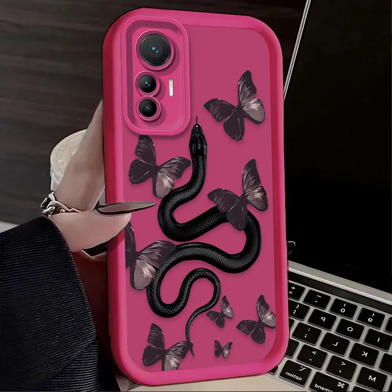 Xiaomi Poco F7 F6 F5 F4 F3 M5s C65 C75 C71 X7 X6 X5 X4 GT X3 NFC M7 M6 Pro 4G 5G用 スネーク グラフィック バタフライ ケース ソフトカバー