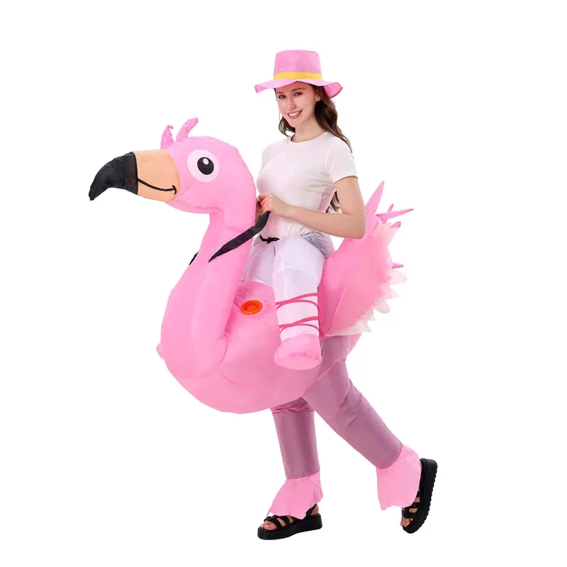 Disfraz inflable de flamenco, mascota navideña, disfraz de Halloween para mujeres, adultos, niños, mascota de dibujos animados de Anime, Cosplay para fiesta