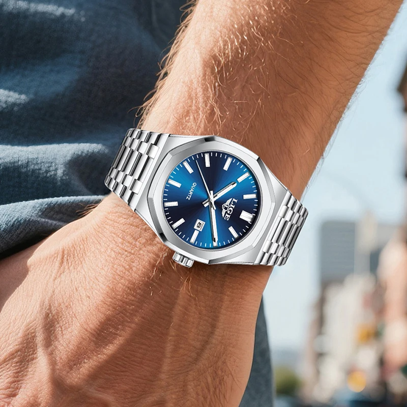 LIGE 2025 Top Luxury Mens Watch Fashion Business Quartz Wristwatches Waterproof Luminous Steel Strap Watches Men Reloj Hombre