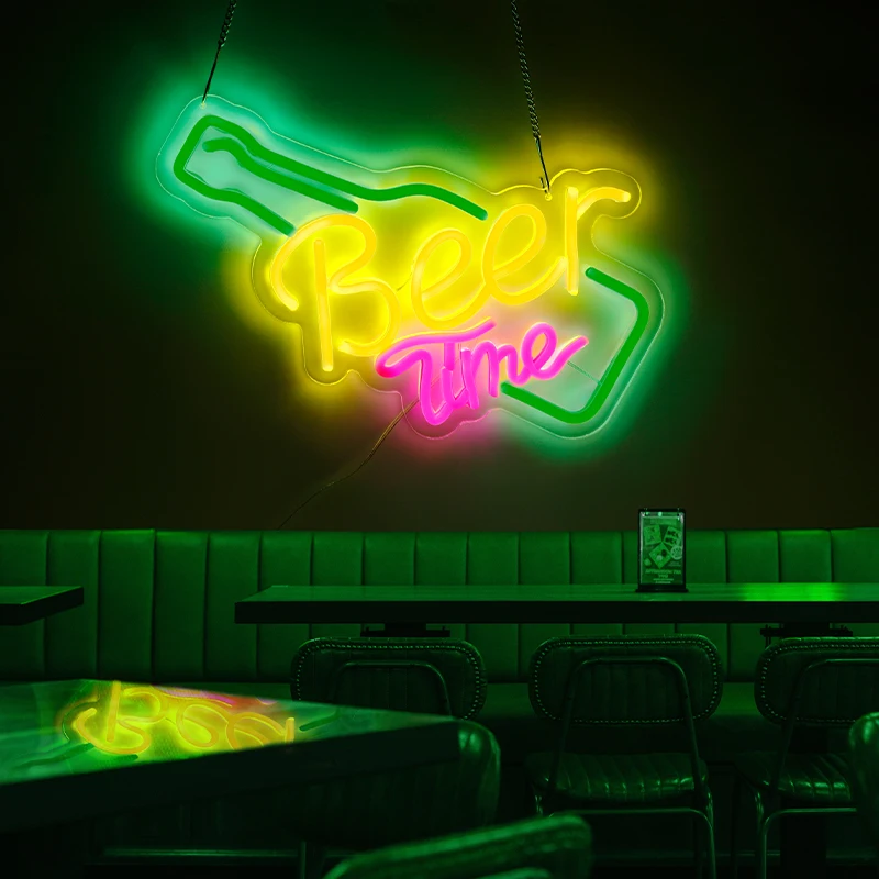 Beer Time Led Neon Sign Shop Bar Restaurant Hotel Decorative Light Neon Bedroom Wall Kitchen Personalized Decor Night Light USB