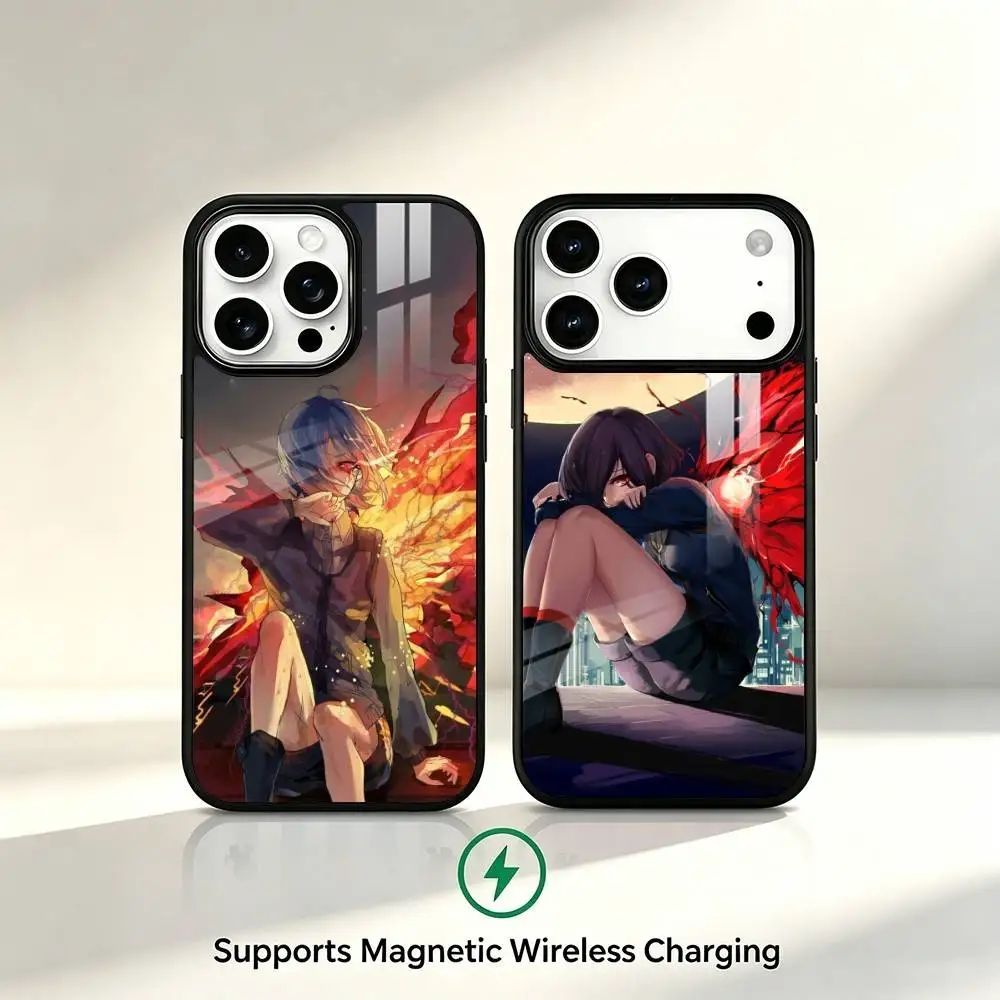 T-Tokyo Ghoul Kirishima Touka Phone Case For iPhone17,16,15,14,13,12,11 Plus,Pro Compatible with magnetic wireless charging