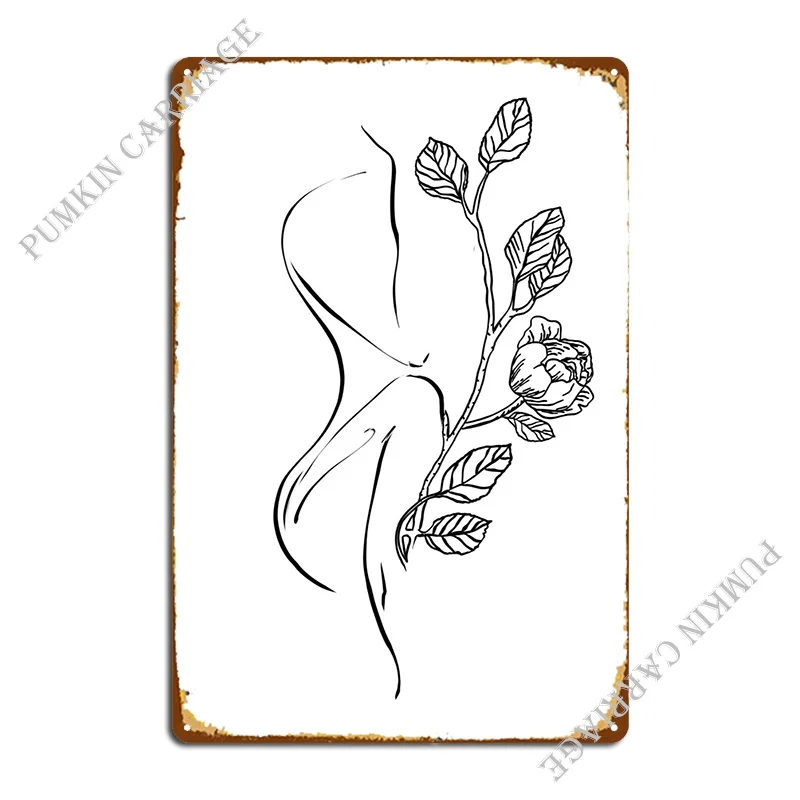 

Feminine Line Drawing Metal Plaque Poster Wall Decor Wall Cave Personalized Customize Party Tin Sign Poster