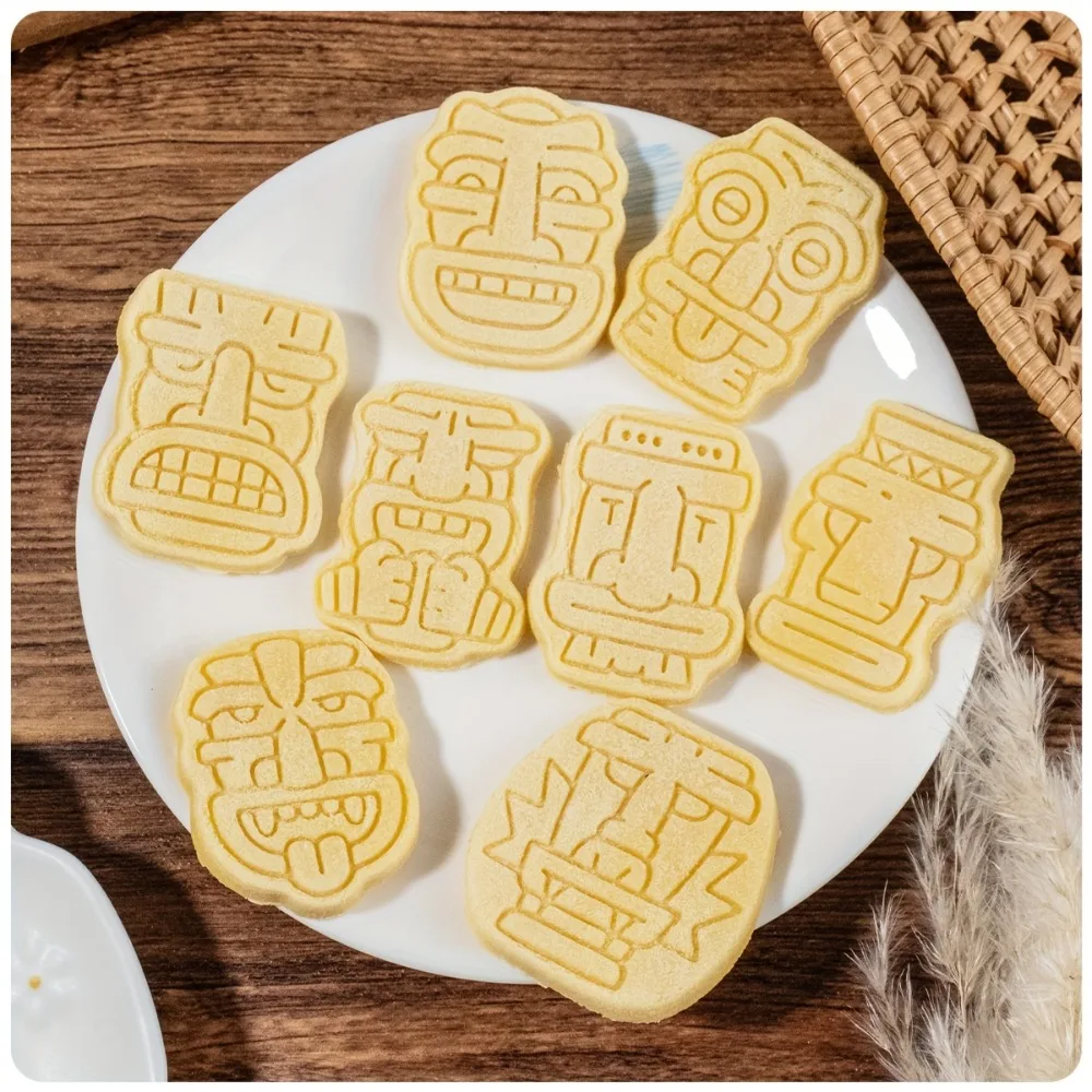 8-teiliges Tiki-Totem-Keksausstecher-Set, afrikanische Stammesgesichtsformen für DIY-Kuchendekoration, Backwerkzeuge, Fondant-Zubehör