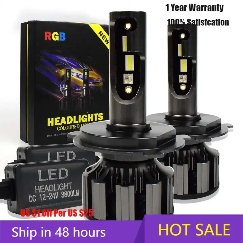 

APP Bluetooth Control RGB Car LED Headlight Changeable Color Light H1 H3 H8 H9 H11 9005 9006 Auto Head Lamp LED H4 led H7 Bulbs