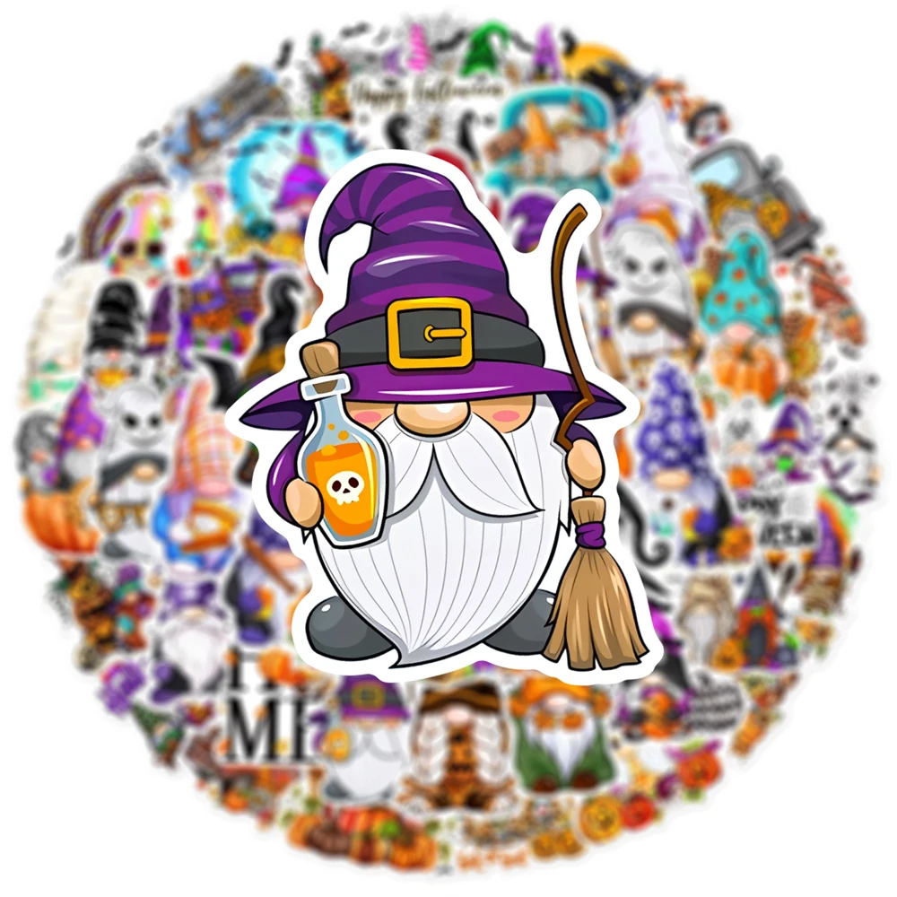 10/30/50PCS Kawaii Cartoon Halloween Gnomes Witch Decals Luggage Phone Notebook Wall Room Car Decoration Graffiti Sticker