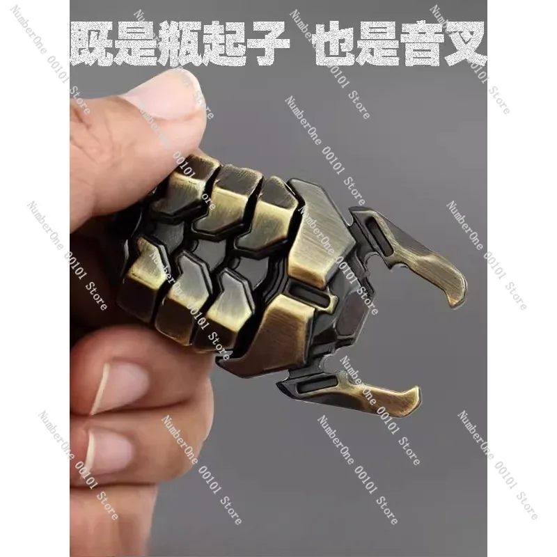 Stress-relieving mecha bug hand toy,press seesaw telegraph-style gadget,magnetic fidget coin for desktop play,card-pushing