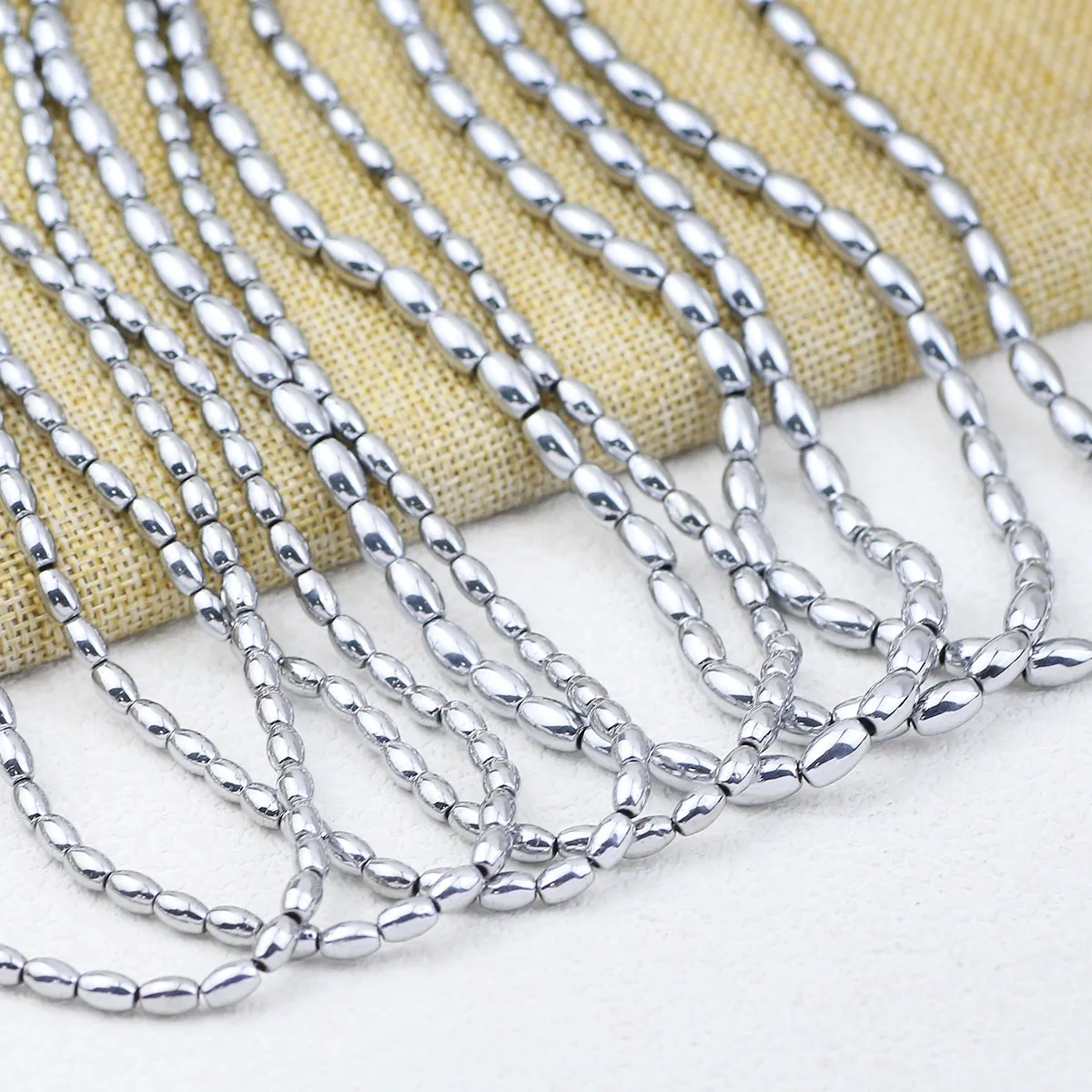 Plating Silvery Natural Grains Shape Stone Hematite Spacers Loose Beads For DIY Jewelry Making Charms Bracelet Accessories 6/8MM
