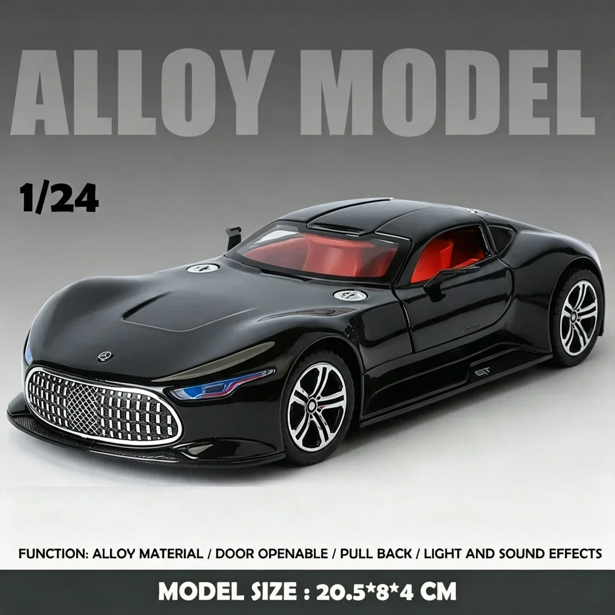 Simulation 1/24 AMG Vision GT Alloy Car Model Metal Diecast Toy Vehicle Birthday Gift Collection Home Decor Miniature