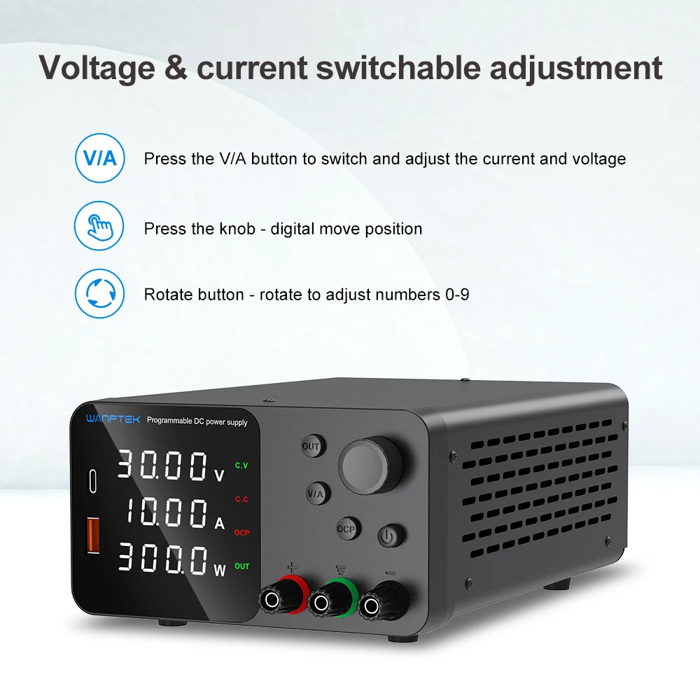 Wanptek Laboratory DC Power Supply Adjustable 30V 10A 60V 5A For Phone Repair Charge the Battery Lab Bench Power Supplies