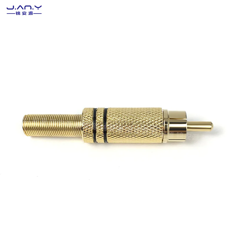 Copper gold plated RCA Lotus plug Audio and video coaxial signal cable extension welding AV male flower self-tightening terminal