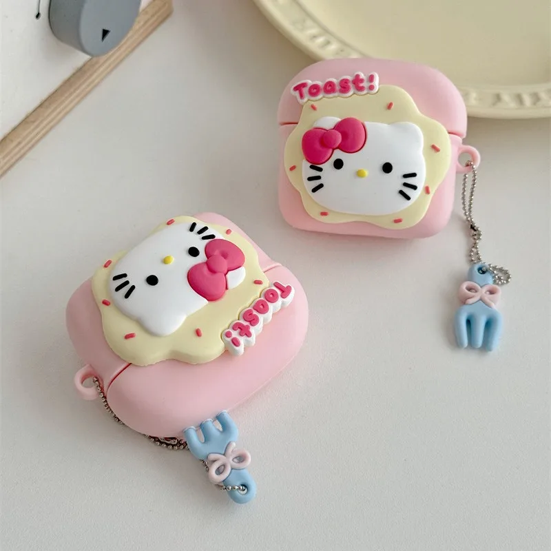 

For Airpods Pro 2 Case,Hello Kitty Toast Bread Food Case For Airpods Case,Silicone Protective Earphone Cover For Airpods 3 Case