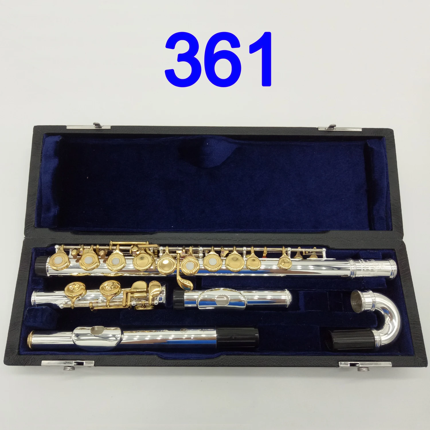 MFC Professional Flute 361 Silver Plated Flute Gold Key Instrument Intermediate Student Curved Headjoint Flutes 16 Hole Close