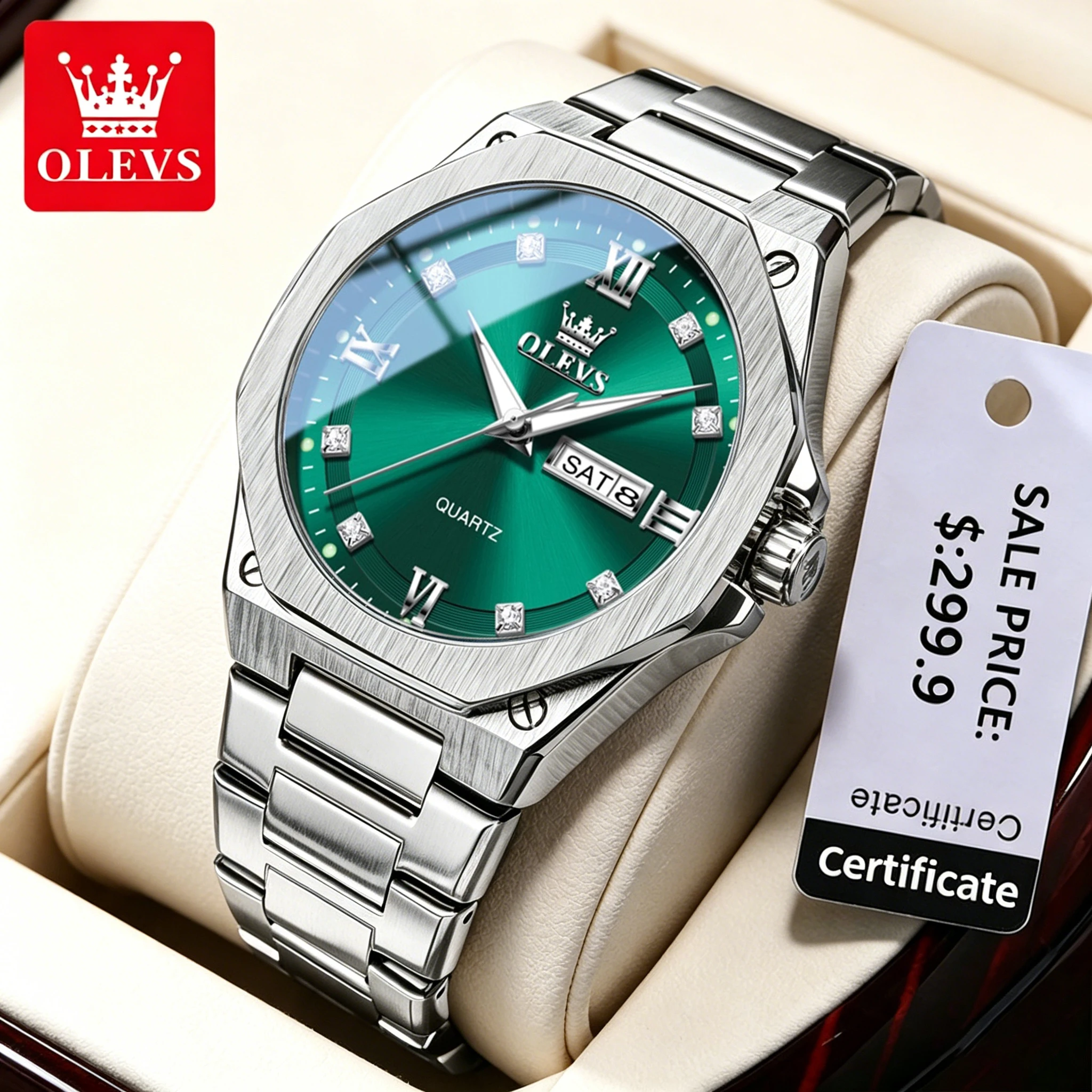 

OLEVS Luxury Fashion Men's Watches Original Brand Fine Steel Quartz Wristwatch for Man Waterproof Luminous Calendar 3736 New