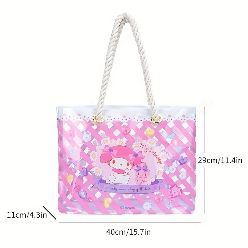 Sac fourre-tout transparent motif Sanurgente Kuromi, sac Kawaii My Melody Sweet initié, sac à sangles en ULpour 03 utilisation