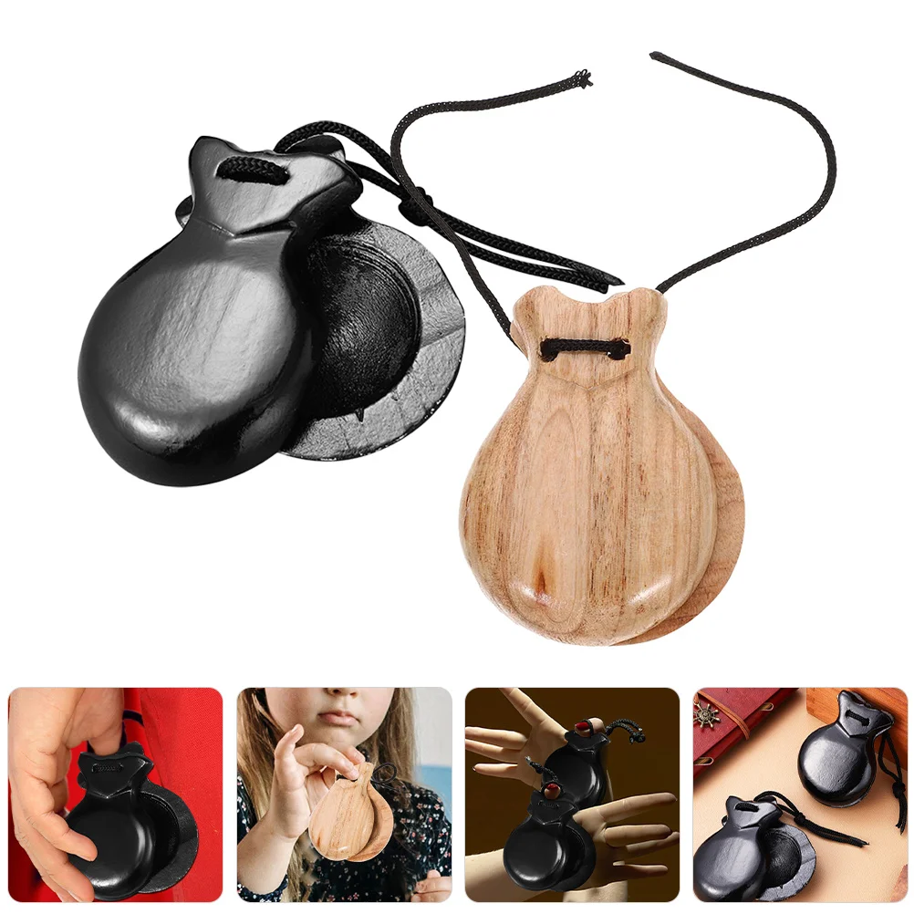 

2Pcs Wooden Castanets Funny Practical Musical Instrument for Classroom Rewards Wood Finger Castanets Adults Instruments