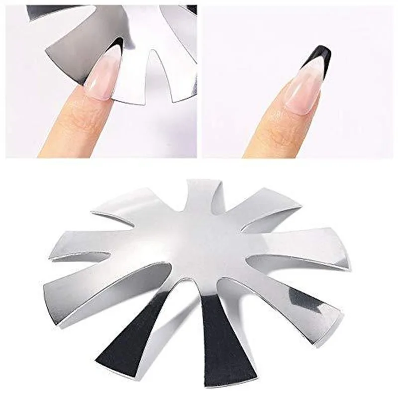 Nail Cutter Plate French Style V-Shape Stainless Steel 1pc French Nail Art Edge Trimmer Cut U Shape Manicure Tools For Nails #（*