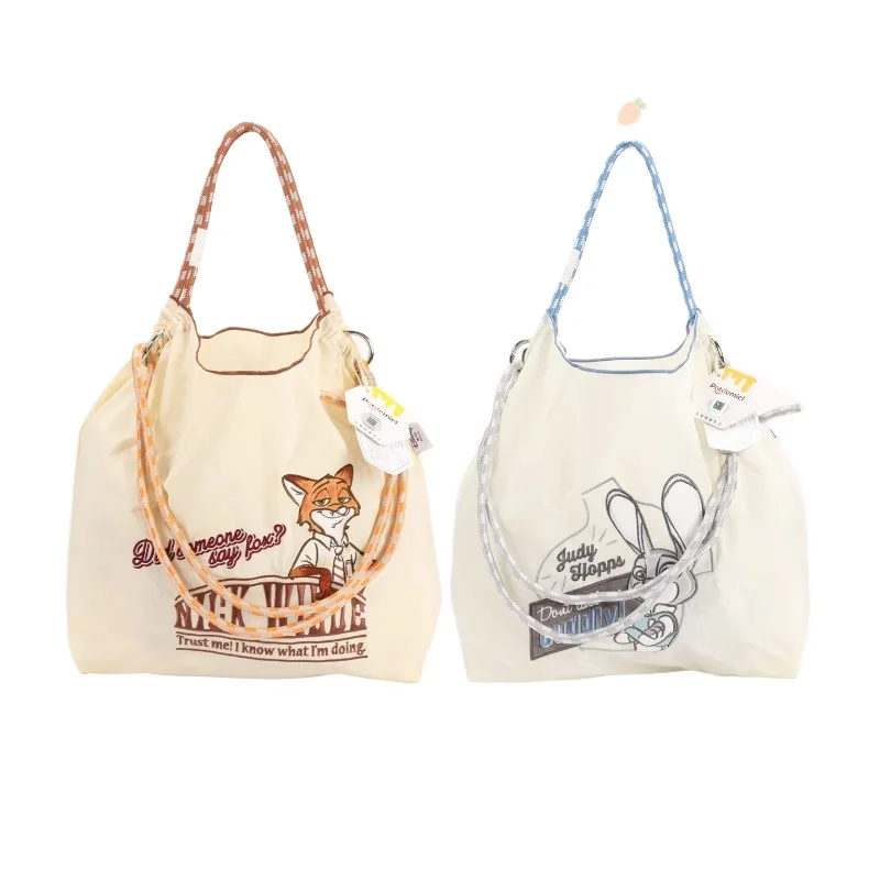 

Disney Anime Judy Shoulder Bag Large Capacity Drawstring Bag Crazy Animal City Nick Handheld Canvas Bag Girls Birthday Gift Toys
