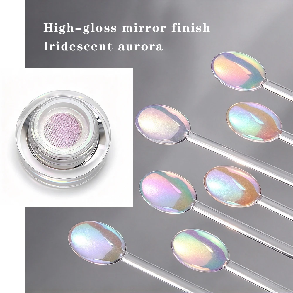 1Jar Japanese Air Cushion Silk Moonlight Aurora Nail Powder Holographic Laser Chrome Rubbing Dust Iridescent Mirror Nail Pigment