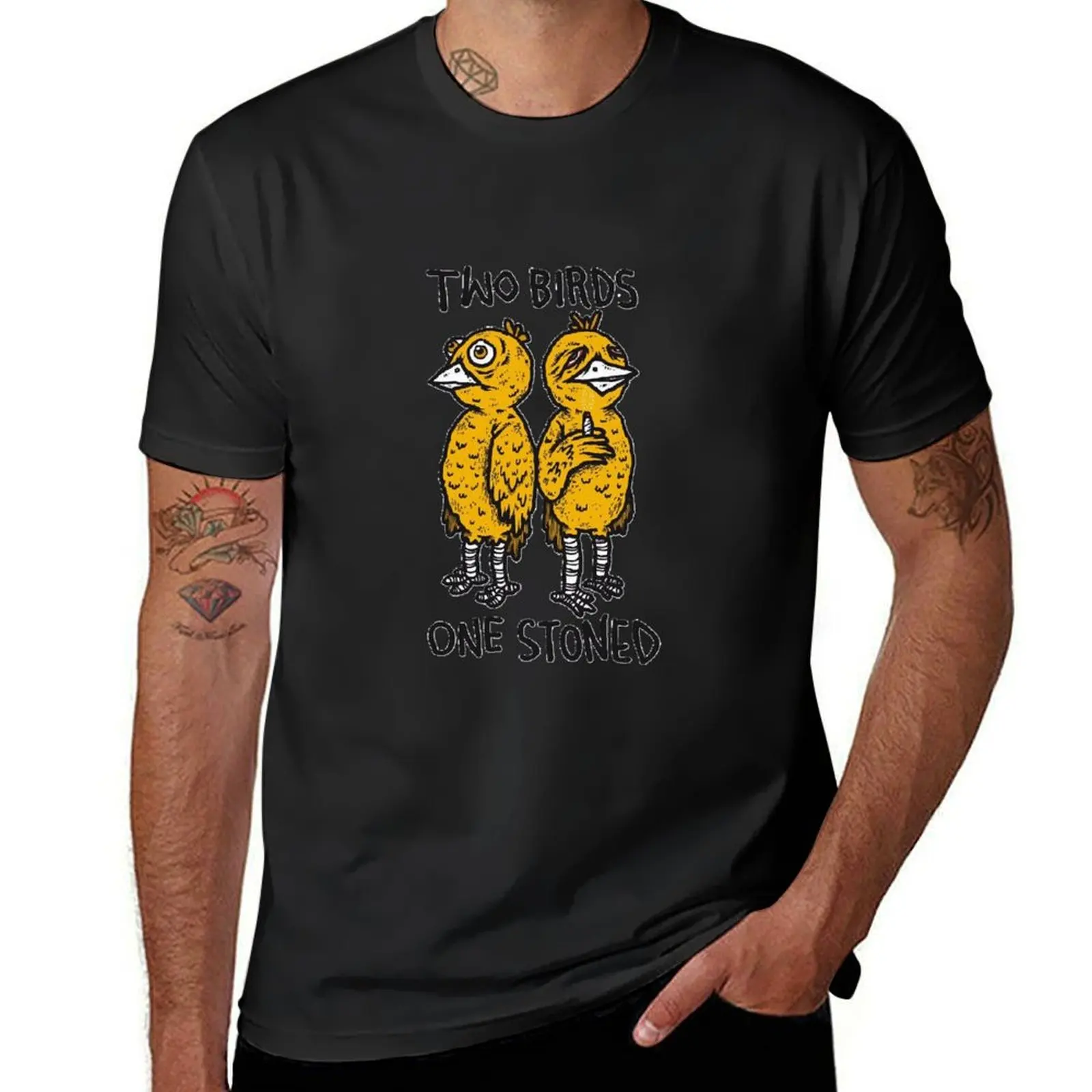 Two Birds One Stoned T-Shirt oversized anime customs hippie clothes mens graphic t-shirts hip hop