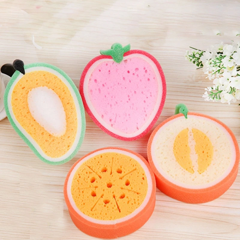 

1Pc Cute Fruit Shape Bath Sponge Soft Shower Brush Dead Skin Removal Bathroom Body Scrubber Exfoliating Cleaner Women Men Kids