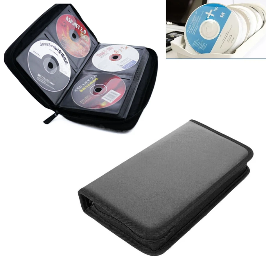 Portable Zipper DVD CD Holder 80pcs Capacity Storage Pouch Bag Double-side CD DVD Storage Sleeve Case Wallet Album Carrying Case