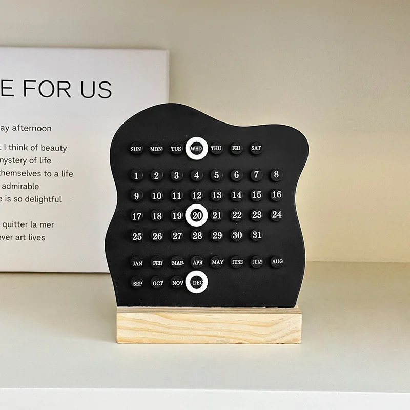 1pc Circular Calendar Handmade DIY Collar Creative Personalized Office Desktop Decoration Ornament Student Learning Timer Black