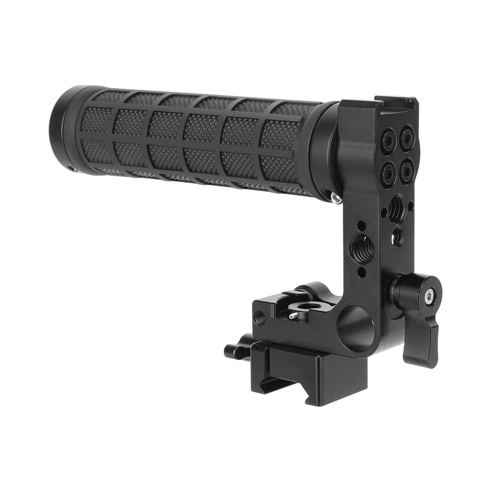 

NATO Clamp Handle with Rubber Handlegrip & 15mm Rod Clamp & Cold Shoe Mount for DSLR Camera Cage Top Mount