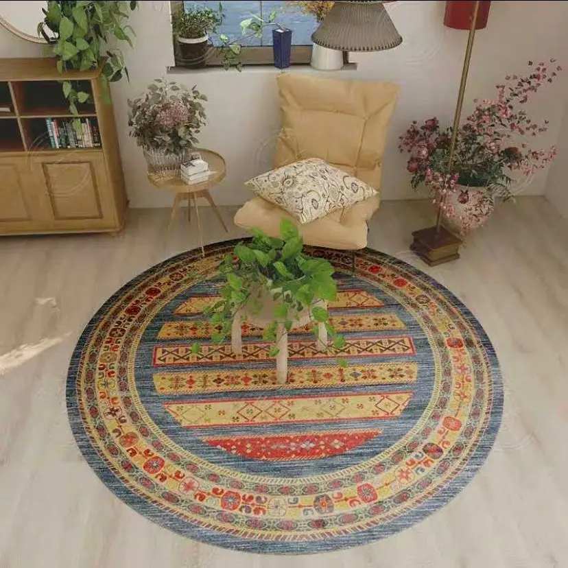 Retro Boho Round Carpet Rugs and Carpets for Home Living Room Decor Lounge Area Rug Large Persian Luxury Decoration Bedroom Mat