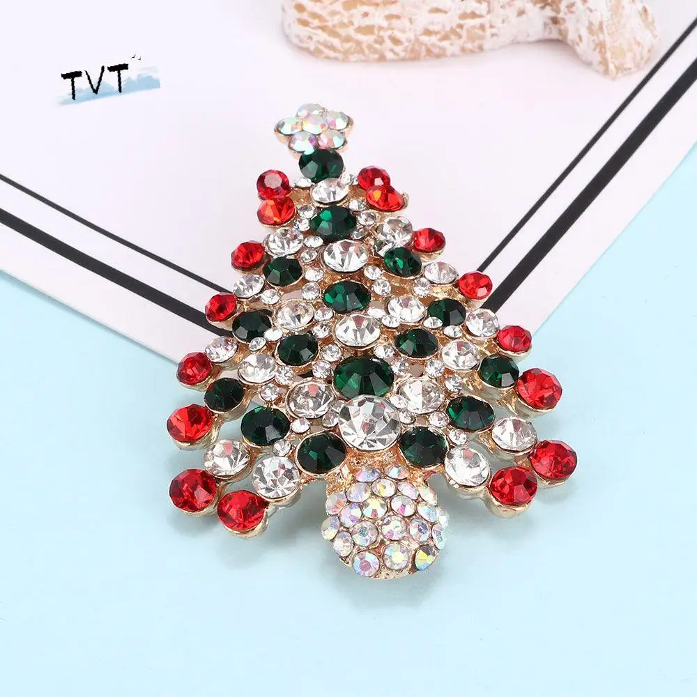 عيد الميلاد البطانة كريستال سبيكة بروش حجر الراين الهدايا بروش دبوس مجوهرات شجرة عيد الميلاد بروش