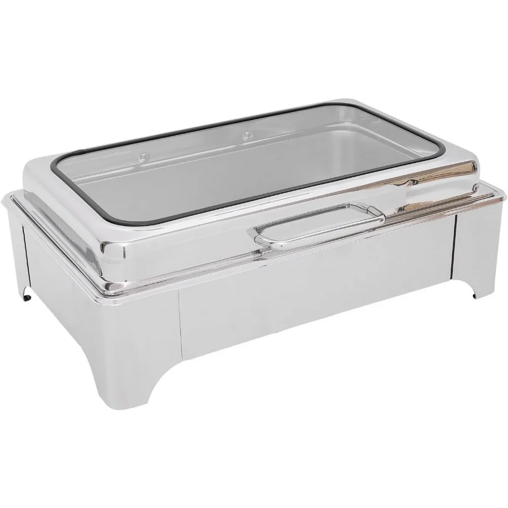 Commercial Electric Chafing Dish Warmer Food Warmer Buffet Server Electric Catering Chafing Dishes Stainless Steel with GlassLid