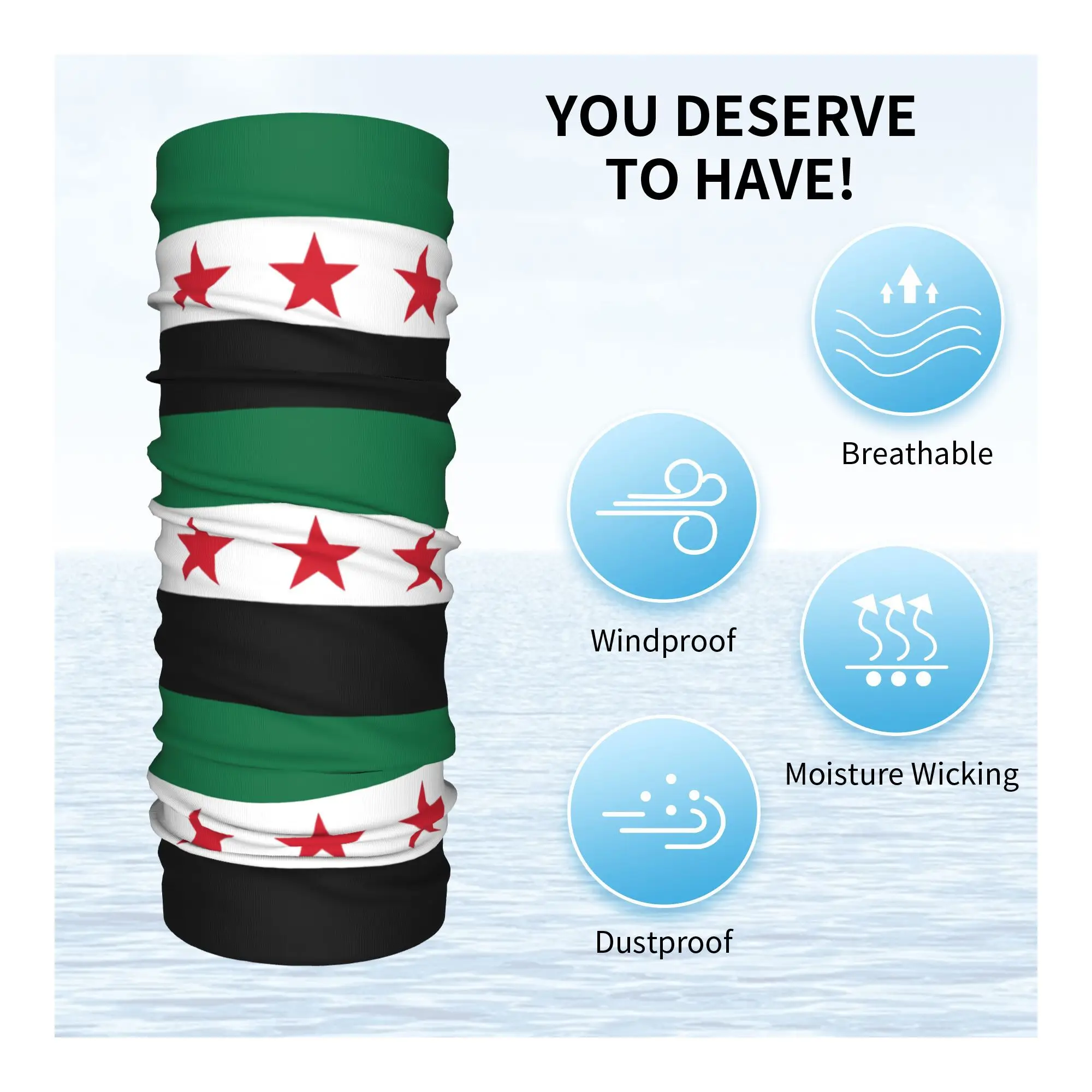 Bandera de Asiria siríaca personalizada, diadema de invierno para el cuello, Siria, mujeres, hombres, esquí, correr, bufanda de tubo, bandera de tres estrellas, Bandana para la cara, polaina