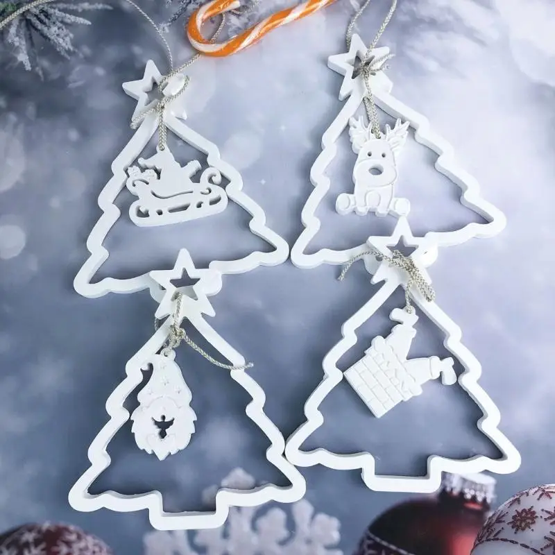 2 Pack Handmade Epoxy Resin Mold Pendant Mold for Festival Christmas Tree Decors NM