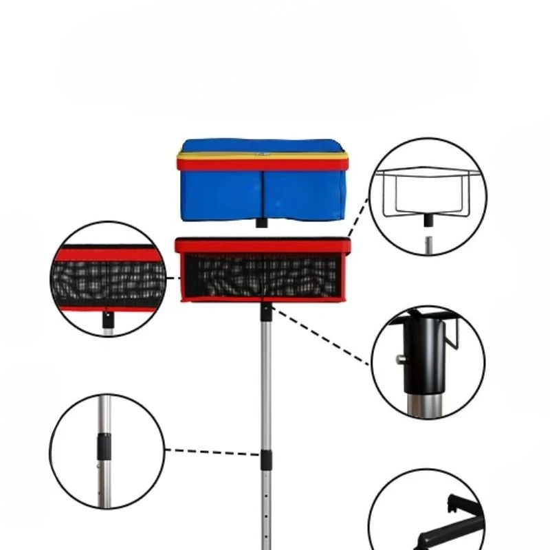 سيارة مدرب كرة الريشة المتحركة ذات سعة كبيرة، إطار مجموعة كرة الريشة قابل للتعديل، سلة بيك اب كرة البيسبول، أجزاء رياضية محمولة