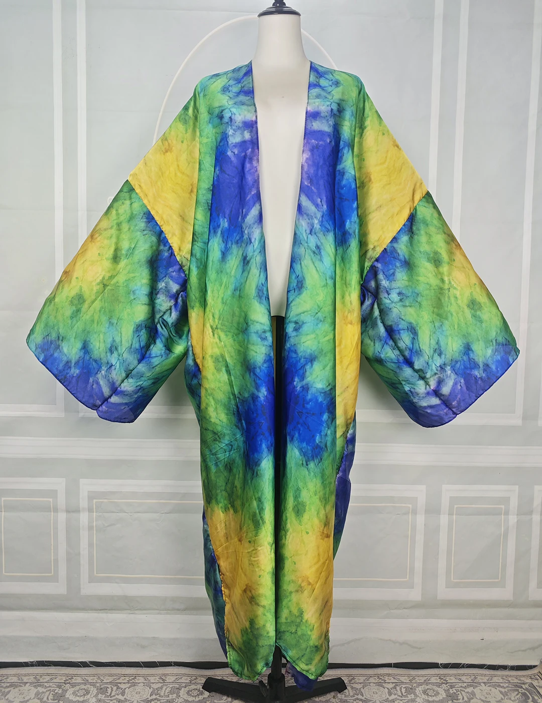 Summer Oil Painting Pattern Beach Bikini Cover Up For Women Plus Size New Fashion Muslim Long Sleeve Duster Cardigans African