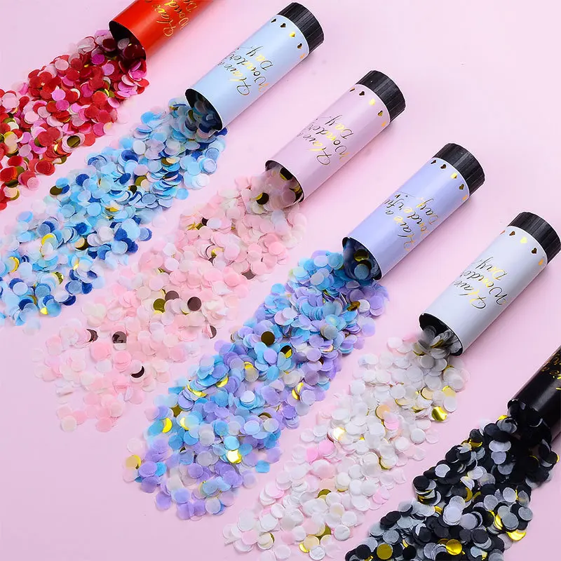 6Pcs Confetti Salute Cannon Kids Birthday Party Accessorie Handheld Small Salute Cannon Spray Nozzle Wedding Baby Shower Party