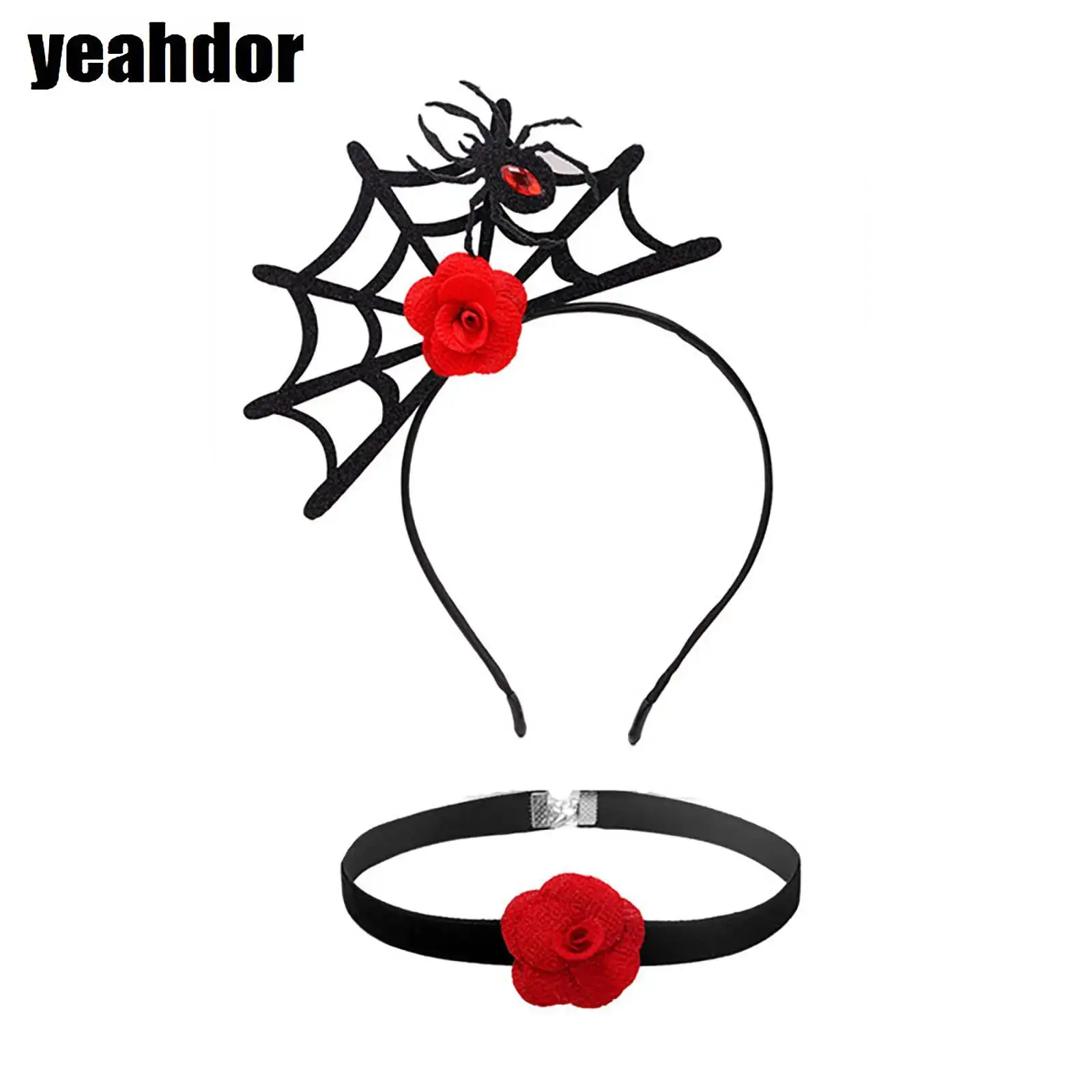 

Black Spider Headband with Choker Halloween Headwear Cosplay Costume Accessories Theme Party Decoration