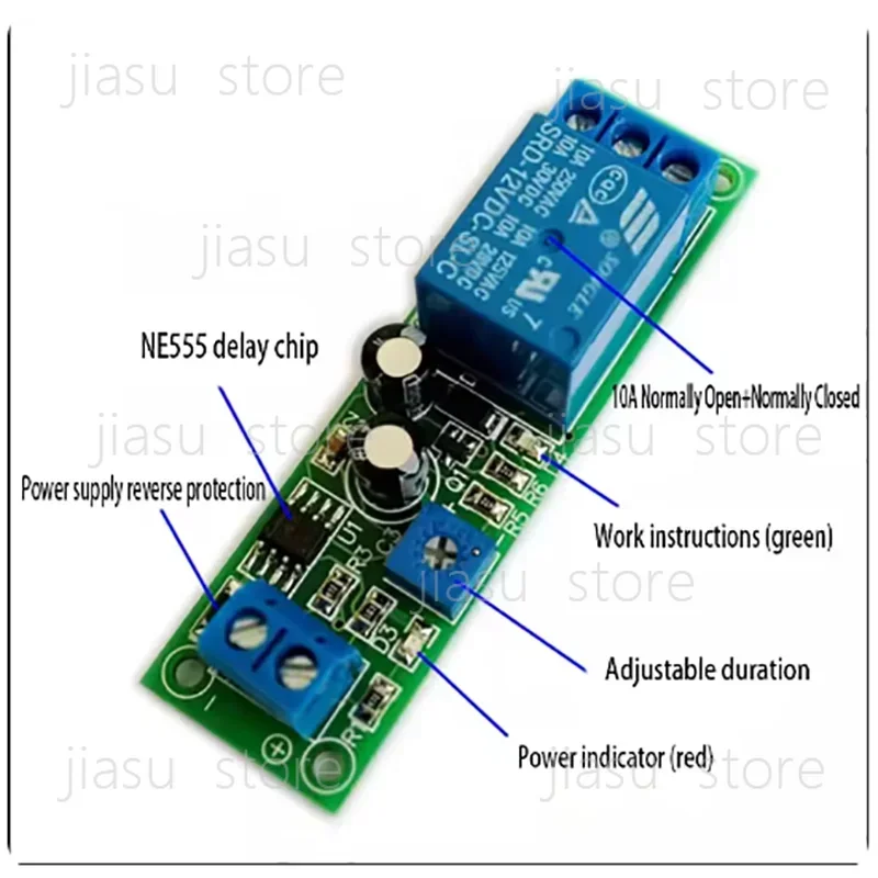 Timer Switch JK02B 0-60 Seconds for DC Adjustable Delay 12V Input Relay Module Dropship