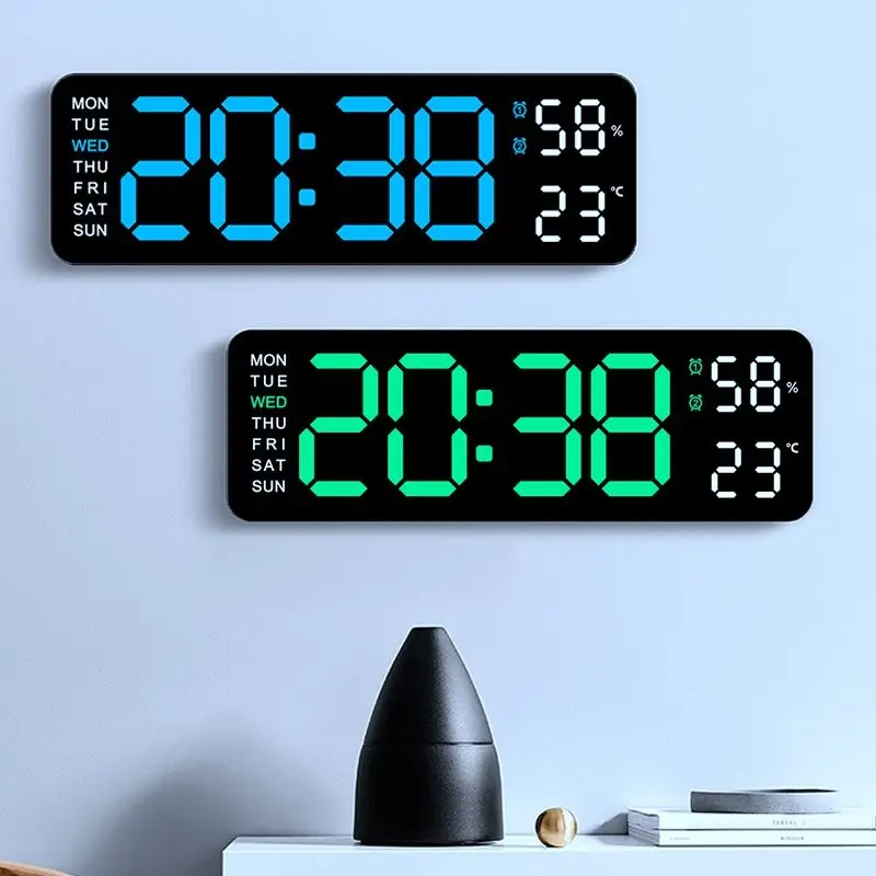 

Multifunctional Electronic Digital Wall Clock Table LED Alarm Clock With TEMP Humidity Week Auto Dimmer Timer Hotel Home Decor