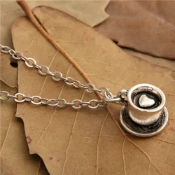 love heart coffee cup necklace cappuccino Valentine's Day gift lovers coffee cup necklace Gift for Coffee Lover Jewellery