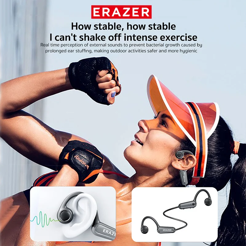 ERAZER XF22 OWS سماعات بلوتوث 5.4 مع ميكروفون سماعات مقاومة للماء تعمل باللمس سماعة رياضية بطارية طويلة العمر