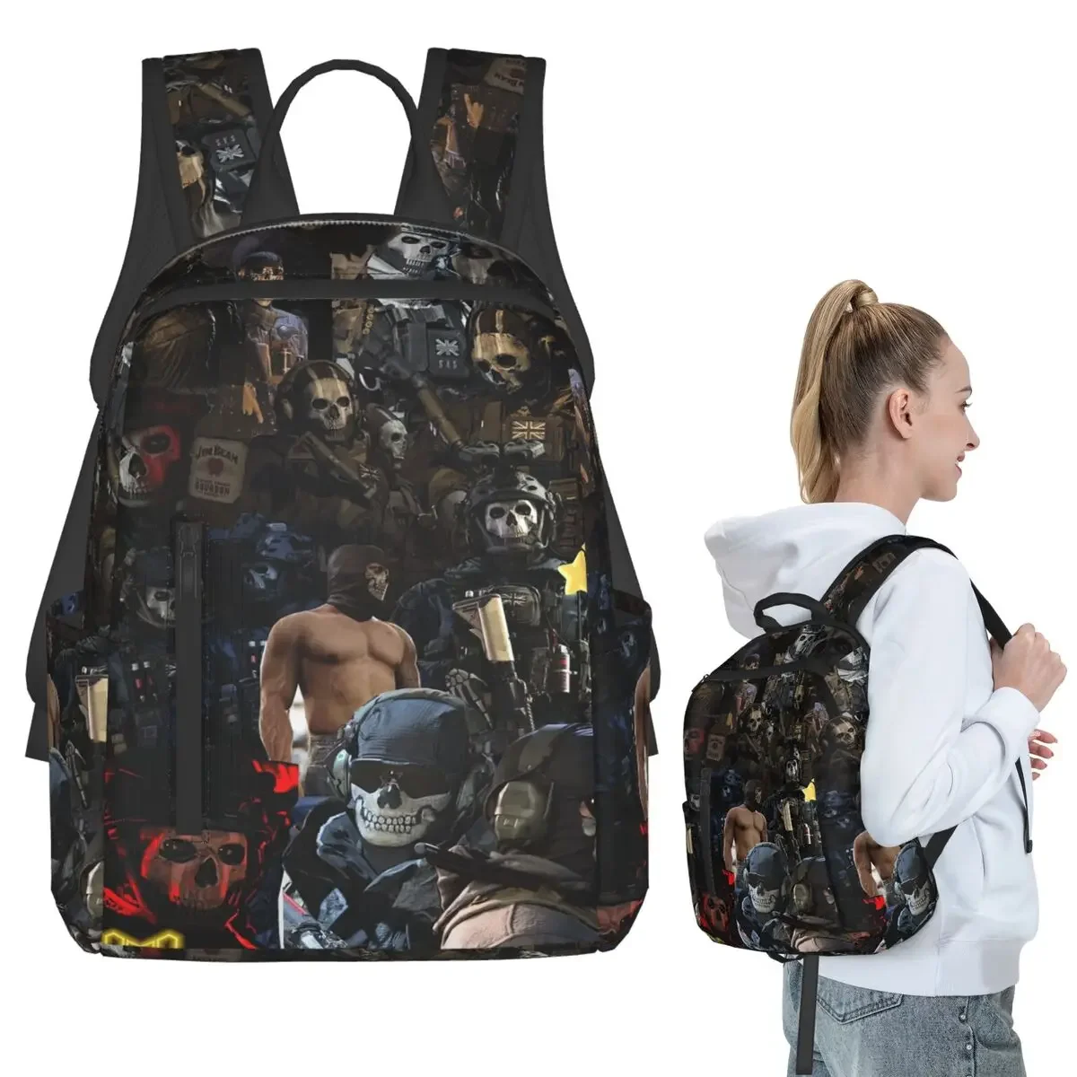 

Simon Ghost Riley Backpack Student Boys Girls BookBag Kids School Bag Laptop Shoulder Bags for Men Women