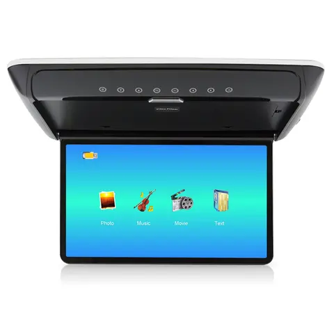 루프 마운트 MP5 플레이어, V56 칩, 16 색 주변 조명, 지지대 USB,TF 카드 리더, HDMI 및 2AV 입력, FM 송신기, 19 인치