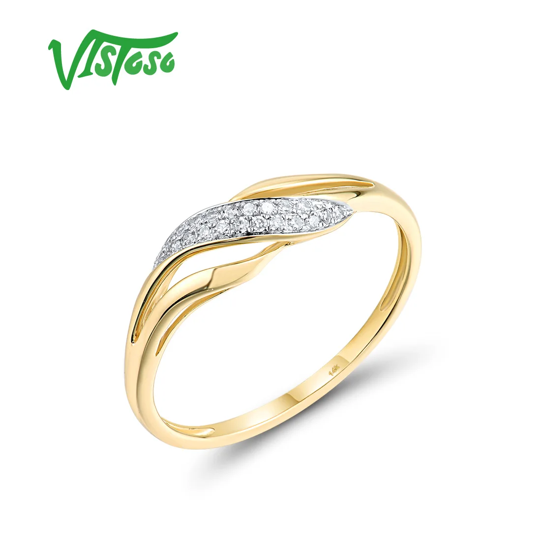 

VISTOSO Real 14K 585 Yellow Gold Rings For Women Sparkling Diamond Simple Elegant Wedding Anniversary Gifts Fine Jewelry