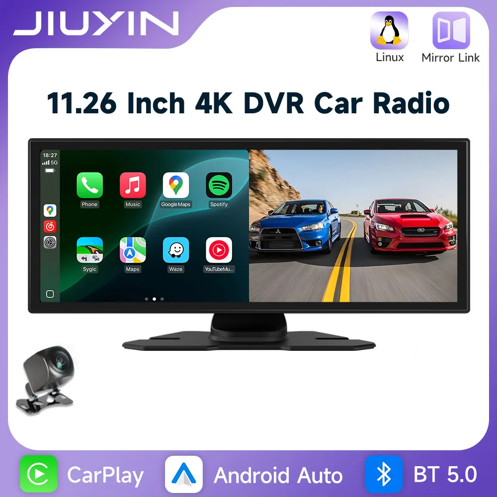 Универсальный 11,26-дюймовый IPS сенсорный экран, автомобильное радио, умный мультимедийный видеоплеер, портативный беспроводной Carplay Android Auto MP5-плеер