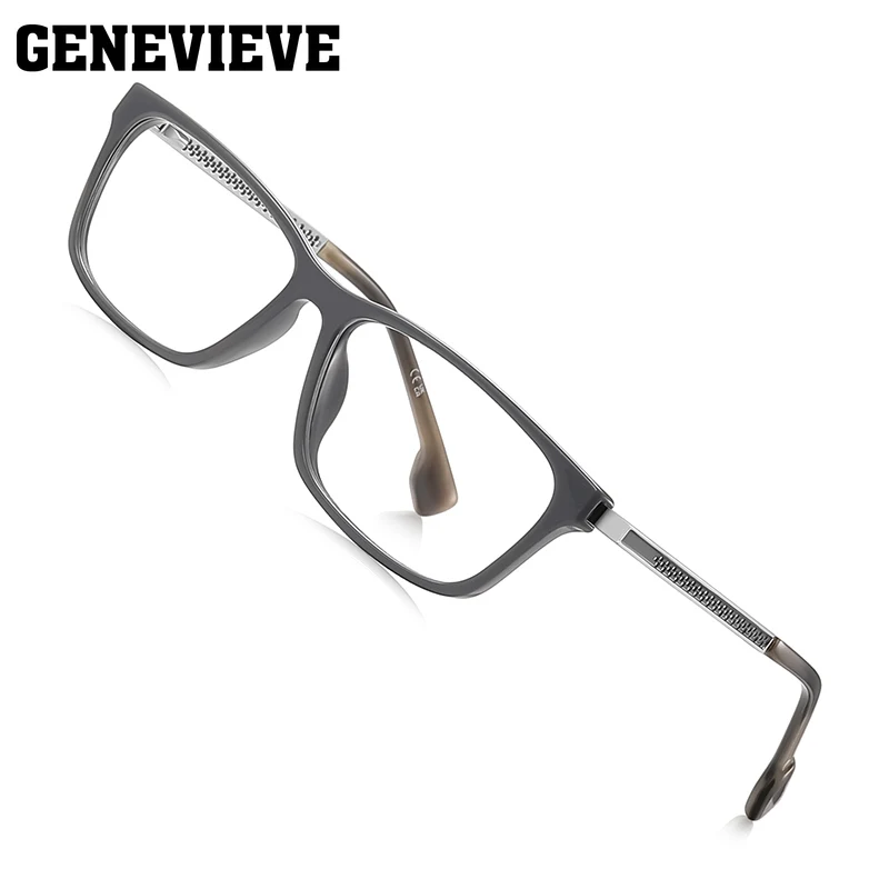 GENEVIEVE Business إطار مربع هندسي بسيط للرجال نظارات فوتوكروميك مضادة للضوء الأزرق وصفة طبية قابلة للتخصيص LS205 #2